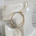 Tricolor Gold Filled Hoop Earrings Diamond Cut Design Photo 3