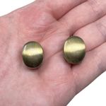 Monet Vintage Signed  Oval Green And Black Stone Magnetic Clip On Earrings Photo 3