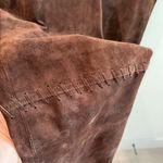 Vintage Nancy Bolen City Girl Petite Brown Suede Whipstitch Pants Size 6P Photo 1