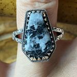 White Buffalo Sterling Silver Ring Size 7 Black Photo 0