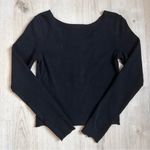 Chelsea and Violet Black Ribbed Cropped Long Sleeve Top Photo 1