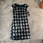 Mlle Gabrielle  Silver/Black Sequin Party Dress SIZE M Photo 6