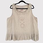 Johnny Was 4 Love And Liberty Womens Top Beige Embroidered Floral Ruffle Tank XL Photo 0