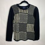 CRAZY HORSE  Black Cream Herringbone Sweater Patchwork Sz Small Photo 4