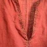 Eileen Fisher Linen Tunic Top sz M Minimalist Resort Vacation Coral Sequin Photo 4