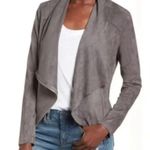 BLANK NYC Faux Suede Drapey Asymmetrical Moto Jacket Gray Size Medium Photo 0