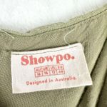 Showpo Linen Blend Faux Wrap Mini Dress Size 12 Green Belted Surplice Neckline Photo 5