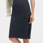 Banana Republic Square Neck Navy Blue Twill Sheath Midi Sleeveless Slit Dress 4 Photo 0