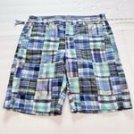 LL Bean Green Blue Plaid Madras PatchworkFavorite Fit Bermuda Shorts Size 10 Photo 8