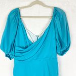 Lavender Brown  Silk Ruched Mini Dress Size Small Aqua Blue Lined Cocktail Photo 2