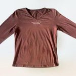 Y2k Minimalist Christian Catholic LLU 3/4 sleeve brown shirt fits women's size M Size M Photo 0