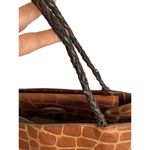 Arnold Palmer Vintage Leather Tote Bag Brown Croc Embossed Purse‎ Braided Straps Photo 7