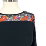 Topshop  Floral Bell Sleeve A-Line Mini Dress Black Multicolor Size 4 Photo 2