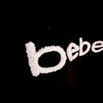 Bebe Black Logo Chenille Embroidered T-Shirt Short Sleeve Top Mesh Size L Photo 2