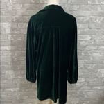 Lalavon Elegant Green Velvet Mini Shirt Dress Size M Photo 3