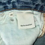 Reformation  French Skinny Distressed Baltic Wash High Rise Denim Jeans Photo 7