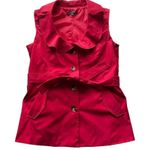 Sandro  Studio Puff Lapel Vest with Belt Ruby Red Size Large Statement Bold Photo 8