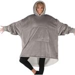 The Comfy The‎  Unisex Sherpa Lined Wearable Blanket Hoodie Sweatshirt Gray One Size Photo 0