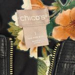 Chico's Chico’s Black Faux Leather Moto Jacket Floral Lining Size 1 (US 8/10) Photo 1
