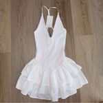 ZARA  White V Neck Halter Neck Ruffled Mini Dress - Size Small Photo 1