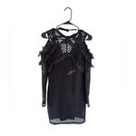 Self Portrait Black Purl Knit Lace Cut Out Dress Size 8 Photo 5