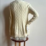 Military Hippie Cream Crew Neck Cable Knit Sweater Photo 3