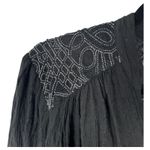 Free People  Canyon Rose Metallic Lace Long Sleeve Button Blouse Black Small Photo 8