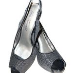 Lulu Townsend  beautiful black sparkle open toed sling back heels! Nwot Photo 1