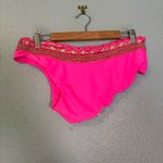 Ramy Brook NWT  Riley‎ Neon Pink Bikini Bottom Gold Crochet Detail Size Large Photo 6