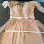 Women’s Pink Lace Appliqué Tulle Wedding Formal Prom Dress Leg Slit Size L NWOT Size L Photo 11