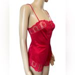 Formfit Vintage 70s Red Sheer Romantic Lace Button Up Lingerie Romper Teddie Size 34 Photo 2