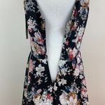 Papillon Dress M Black Floral Georgette Strappy V-Neck Sleeveless Above Knee New Photo 4