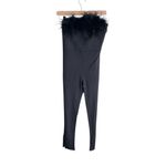 Alice + Olivia Idell Off Shoulder Feather Trim Black Jumpsuit Photo 3