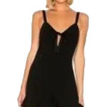 Cinq a Sept Audrey Romper Black Adjustable Flounce Hem Women's Sz. L $365 Size L Photo 0