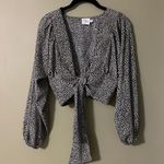 Oh Polly Cropped Long Sleeve Tie Cheetah Shirt Size 0 Photo 0