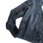 French Connection Black Cardigan Sweater Soft Teddy Fuzzy Size Medium Womens NWT Photo 2