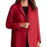 Eileen Fisher Jacket Organic Linen Doubleweave Coat Pocket Women’s Medium Red Photo 0