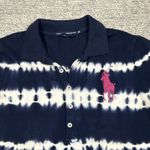 Ralph Lauren Sport Polo Shirt Womens Medium Navy Blue Tie Dye Pink Big Pony Logo Photo 1