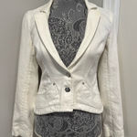 Armani Exchange Y2K Womens Sz: S White Stretch Denim Fitted Blazer jacket. Photo 0