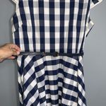 Alex Marie Blue & White Buffalo Plaid Cap Sleeve Fit & Flare Round Neck Dress 16 Photo 6