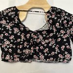 ZARA  Trafaluc Womens Size Large‎ Black Floral Long Sleeve Crop Top NWT Photo 3