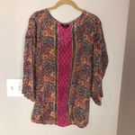 Tolani  Silk Elastic Waist Boho Paisley Blouse M Photo 1