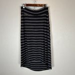 prAna Jasmine Midi High Low Skirt Size M Canella Stripe Gray Jersey Knit Pockets Photo 1