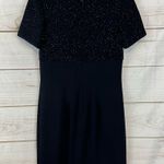Warren Women’s Navy Sparkly Glittered Stretch Short Holiday Dress Size 6 Petite Photo 1