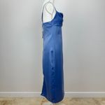 We Wore What  Cowl Midi Slip Dress Satin Charmeuse Slate Blue Classic US 2 NWT Photo 7