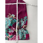 Oasis Floral Cami Top Silk Blend Drawstring Sleeveless Maroon Blouse Photo 3
