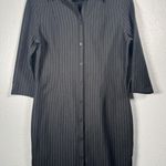 New York Company Women Small Black Striped Button Up Side Slit Dress Photo 0
