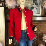 VINTAGE NORTON MCNAUGHTON RED, GOLD & BLUE MILITARY THEME WOOL BLAZER (10) Red Photo 2