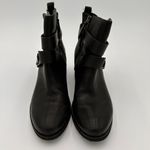 joe's jeans Joe’s Black Leather Strappy Buckle Wedge Heel Booties Boots Size 8 Photo 4