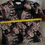Ellen Tracy Ellen D 80’s Vtg Jacket Floral Metallic Black Multi Collarless V-Neck L Fits Med Photo 4